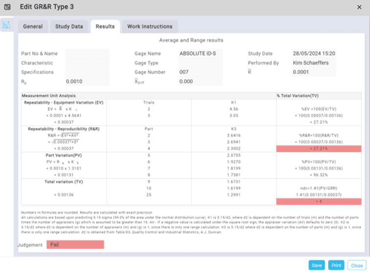 Figure 4: Type 3 Study Average & Range Data Results Figure 4: Type 3 Study Average & Range Data Results